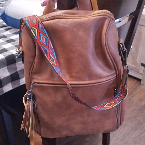 Women Brown Retro Style Travel Backpack with Tassel main image 6